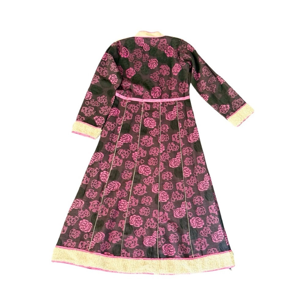 Vintage Floral Long Sleeve Dress – Pink Noir Romance (Size S) - Picture 3 of 13